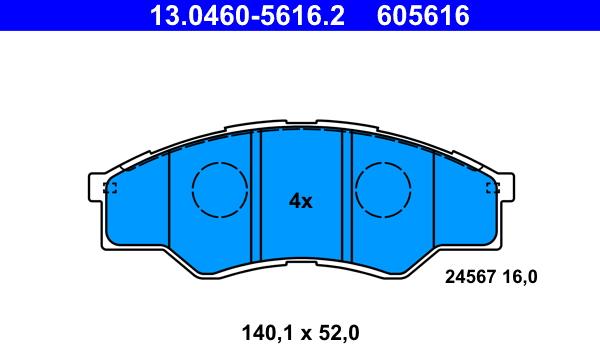 ATE 13.0460-5616.2 - Komplet Pločica, disk-kočnica www.molydon.hr