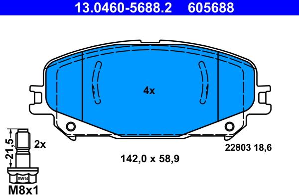 ATE 13.0460-5688.2 - Komplet Pločica, disk-kočnica www.molydon.hr