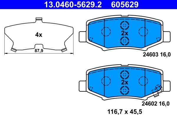 ATE 13.0460-5629.2 - Komplet Pločica, disk-kočnica www.molydon.hr