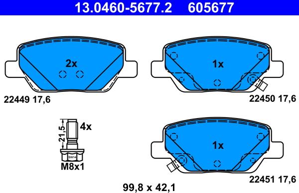 ATE 13.0460-5677.2 - Komplet Pločica, disk-kočnica www.molydon.hr