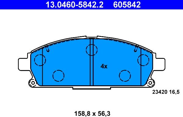 ATE 13.0460-5842.2 - Komplet Pločica, disk-kočnica www.molydon.hr