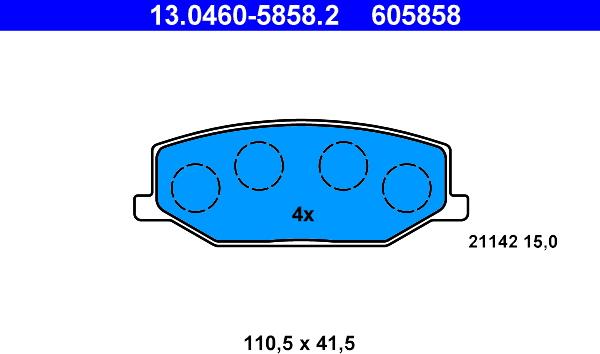 ATE 13.0460-5858.2 - Komplet Pločica, disk-kočnica www.molydon.hr