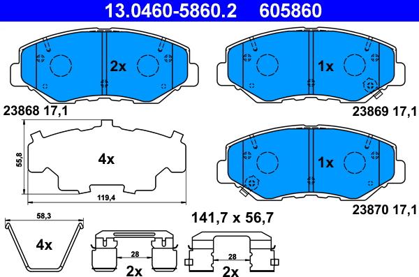 ATE 13.0460-5860.2 - Komplet Pločica, disk-kočnica www.molydon.hr