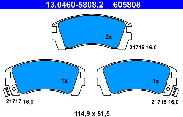 ATE 13.0460-5808.2 - Komplet Pločica, disk-kočnica www.molydon.hr