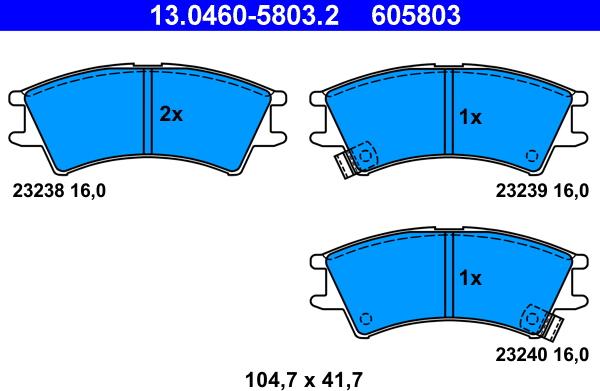 ATE 13.0460-5803.2 - Komplet Pločica, disk-kočnica www.molydon.hr