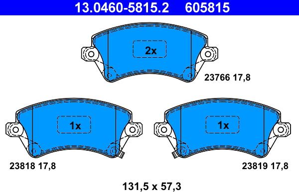 ATE 13.0460-5815.2 - Komplet Pločica, disk-kočnica www.molydon.hr