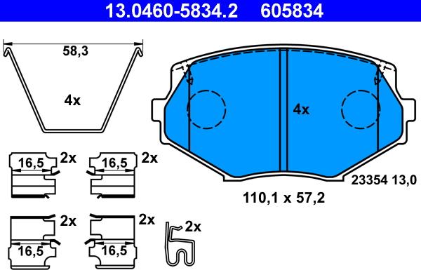 ATE 13.0460-5834.2 - Komplet Pločica, disk-kočnica www.molydon.hr