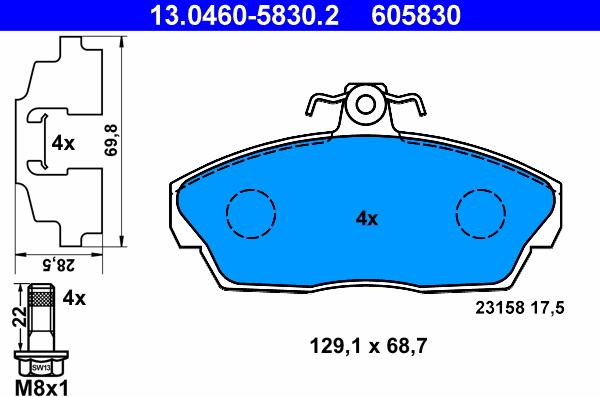 ATE 13.0460-5830.2 - Komplet Pločica, disk-kočnica www.molydon.hr