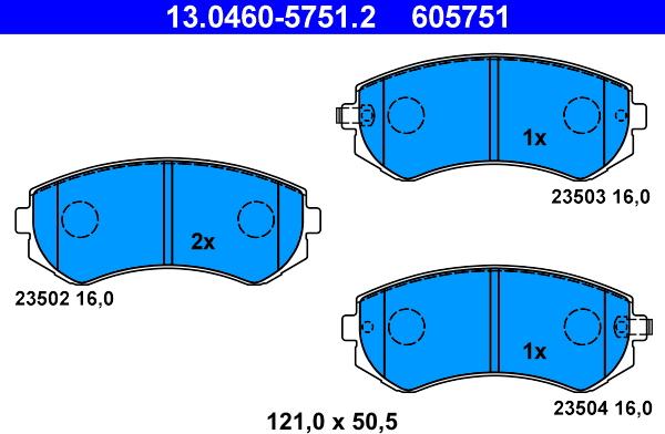 ATE 13.0460-5751.2 - Komplet Pločica, disk-kočnica www.molydon.hr