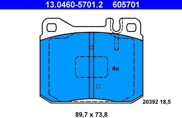 ATE 13.0460-5701.2 - Komplet Pločica, disk-kočnica www.molydon.hr