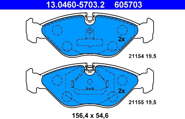 ATE 13.0460-5703.2 - Komplet Pločica, disk-kočnica www.molydon.hr