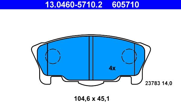 ATE 13.0460-5710.2 - Komplet Pločica, disk-kočnica www.molydon.hr