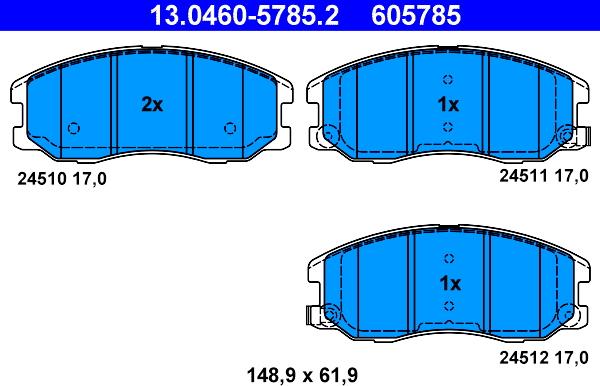 ATE 13.0460-5785.2 - Komplet Pločica, disk-kočnica www.molydon.hr