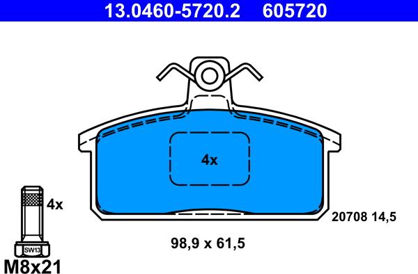 ATE 13.0460-5720.2 - Komplet Pločica, disk-kočnica www.molydon.hr