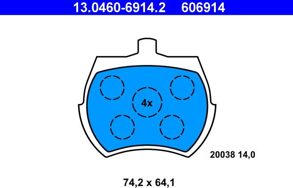 ATE 13.0460-6914.2 - Komplet Pločica, disk-kočnica www.molydon.hr