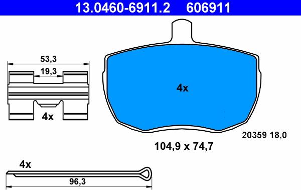 ATE 13.0460-6911.2 - Komplet Pločica, disk-kočnica www.molydon.hr