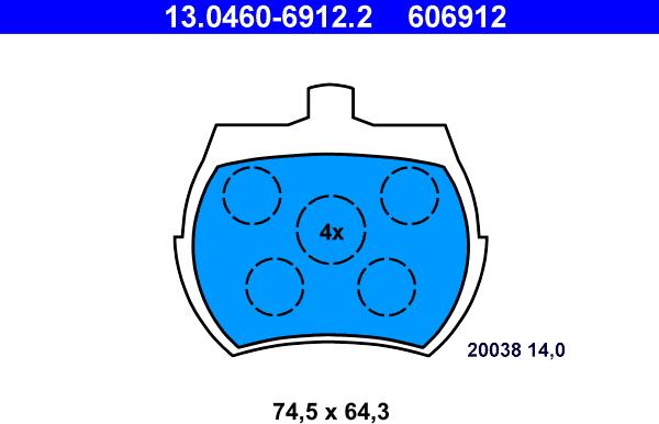 ATE 13.0460-6912.2 - Komplet Pločica, disk-kočnica www.molydon.hr