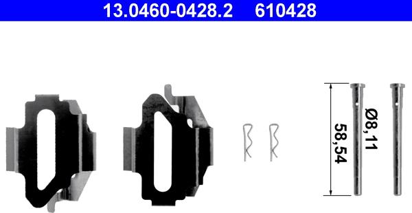 ATE 13.0460-0428.2 - Komplet pribora, Pločica disk kočnice www.molydon.hr