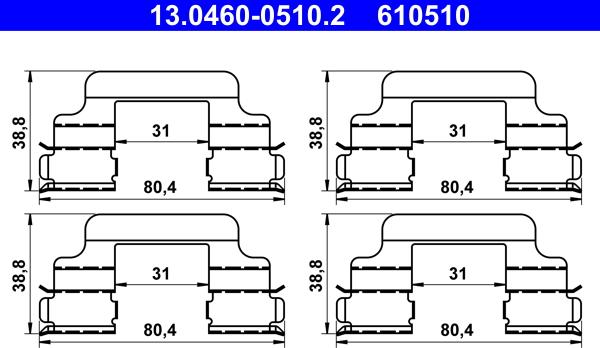 ATE 13.0460-0510.2 - Komplet pribora, Pločica disk kočnice www.molydon.hr