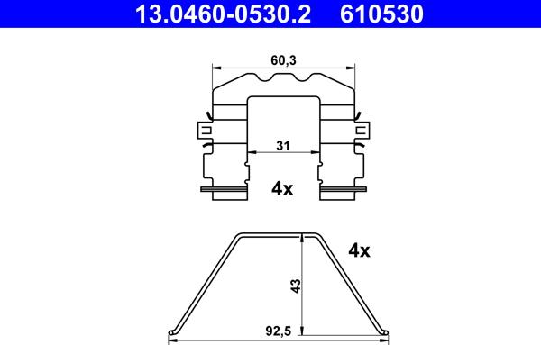 ATE 13.0460-0530.2 - Komplet pribora, Pločica disk kočnice www.molydon.hr