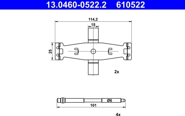 ATE 13.0460-0522.2 - Komplet pribora, Pločica disk kočnice www.molydon.hr