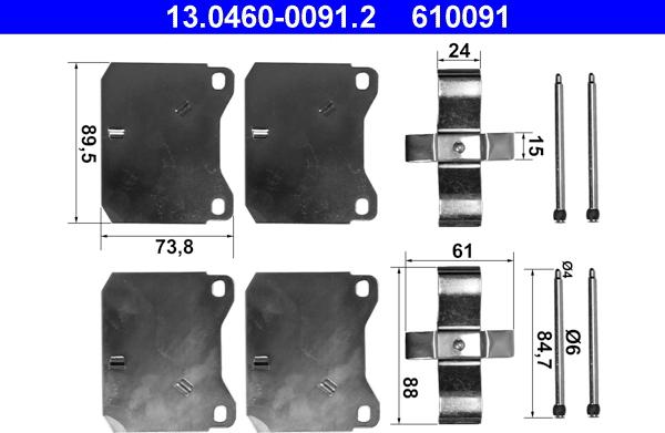 ATE 13.0460-0091.2 - Komplet pribora, Pločica disk kočnice www.molydon.hr