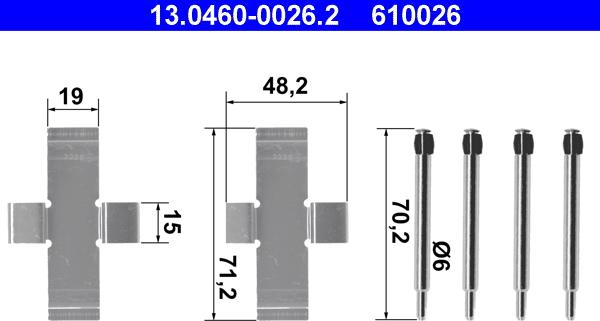 ATE 13.0460-0026.2 - Komplet pribora, Pločica disk kočnice www.molydon.hr