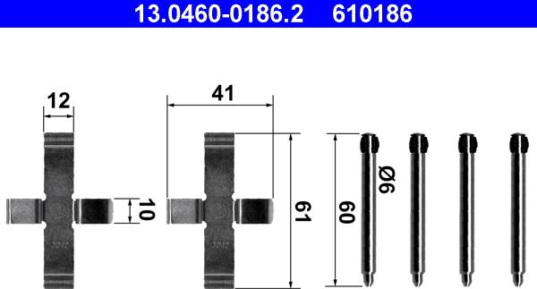 ATE 13.0460-0186.2 - Komplet pribora, Pločica disk kočnice www.molydon.hr