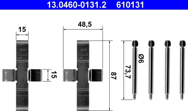 ATE 13.0460-0131.2 - Komplet pribora, Pločica disk kočnice www.molydon.hr