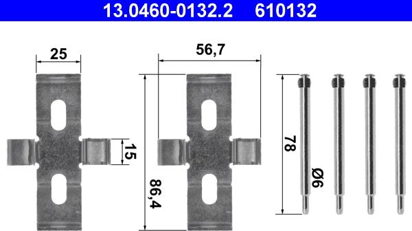 ATE 13.0460-0132.2 - Komplet pribora, Pločica disk kočnice www.molydon.hr