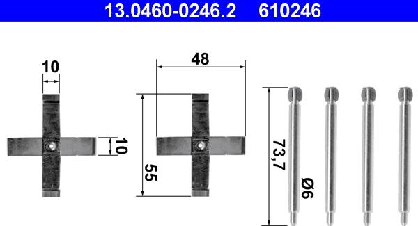 ATE 13.0460-0246.2 - Komplet pribora, Pločica disk kočnice www.molydon.hr