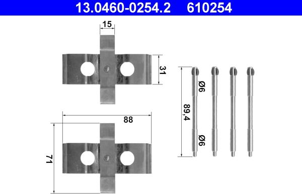 ATE 13.0460-0254.2 - Komplet pribora, Pločica disk kočnice www.molydon.hr