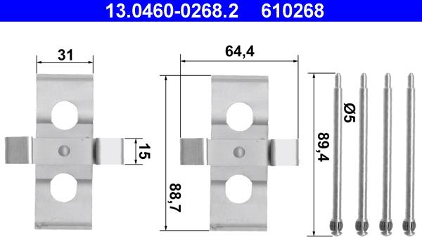 ATE 13.0460-0268.2 - Komplet pribora, Pločica disk kočnice www.molydon.hr