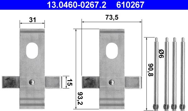 ATE 13.0460-0267.2 - Komplet pribora, Pločica disk kočnice www.molydon.hr