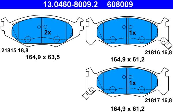 ATE 13.0460-8009.2 - Komplet Pločica, disk-kočnica www.molydon.hr