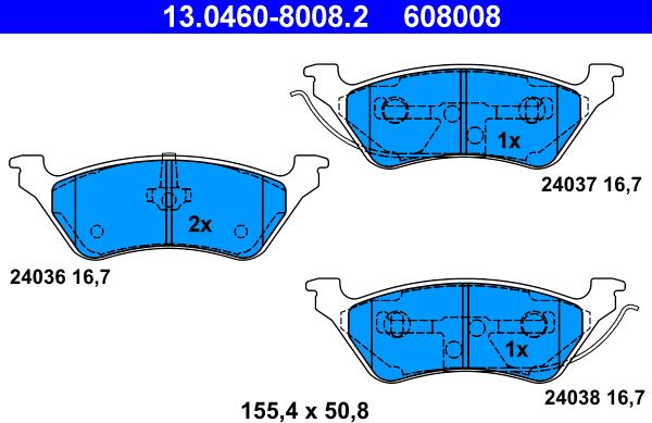 ATE 13.0460-8008.2 - Komplet Pločica, disk-kočnica www.molydon.hr