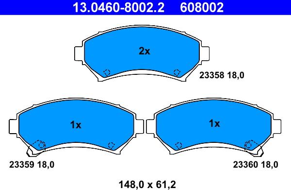 ATE 13.0460-8002.2 - Komplet Pločica, disk-kočnica www.molydon.hr