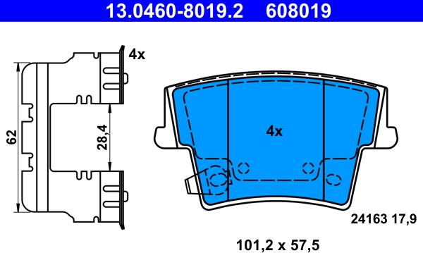 ATE 13.0460-8019.2 - Komplet Pločica, disk-kočnica www.molydon.hr