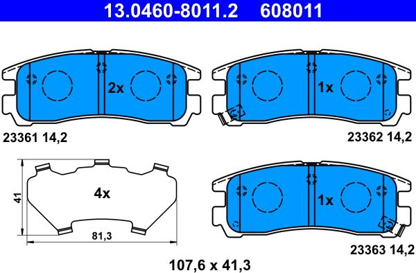 ATE 13.0460-8011.2 - Komplet Pločica, disk-kočnica www.molydon.hr