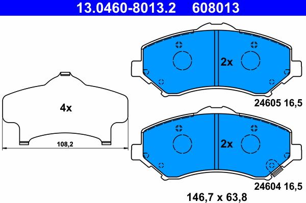 ATE 13.0460-8013.2 - Komplet Pločica, disk-kočnica www.molydon.hr