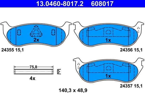 ATE 13.0460-8017.2 - Komplet Pločica, disk-kočnica www.molydon.hr