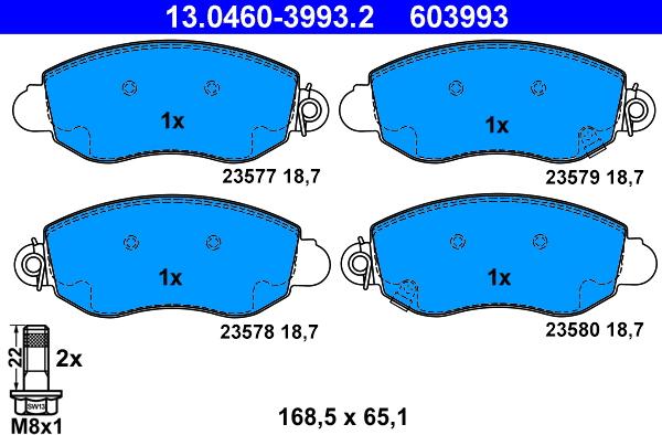 ATE 13.0460-3993.2 - Komplet Pločica, disk-kočnica www.molydon.hr