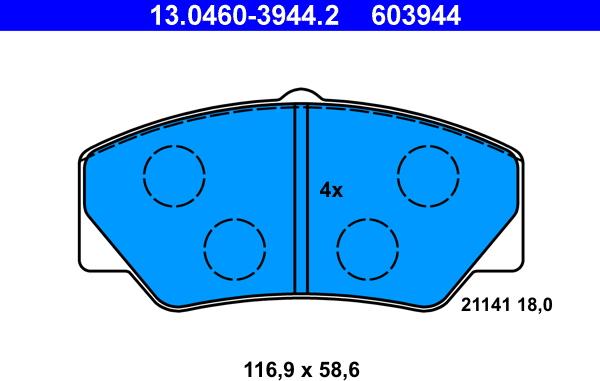 ATE 13.0460-3944.2 - Komplet Pločica, disk-kočnica www.molydon.hr