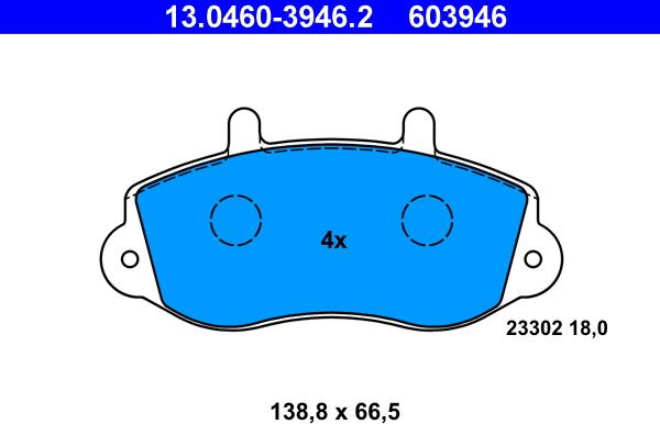 ATE 13.0460-3946.2 - Komplet Pločica, disk-kočnica www.molydon.hr