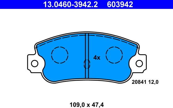 ATE 13.0460-3942.2 - Komplet Pločica, disk-kočnica www.molydon.hr