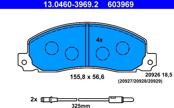 ATE 13.0460-3969.2 - Komplet Pločica, disk-kočnica www.molydon.hr