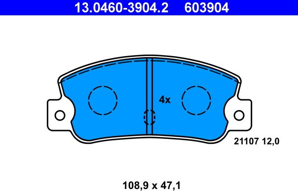 ATE 13.0460-3904.2 - Komplet Pločica, disk-kočnica www.molydon.hr