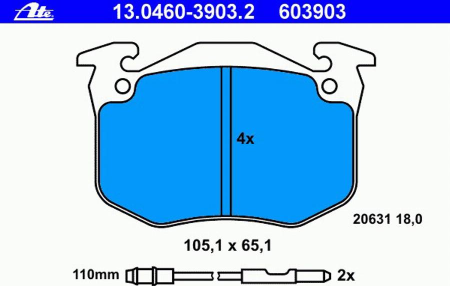 ATE 13.0460-3903.2 - Komplet Pločica, disk-kočnica www.molydon.hr