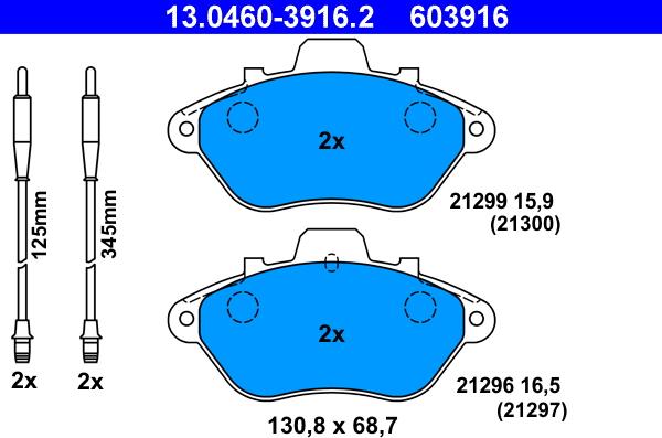 ATE 13.0460-3916.2 - Komplet Pločica, disk-kočnica www.molydon.hr