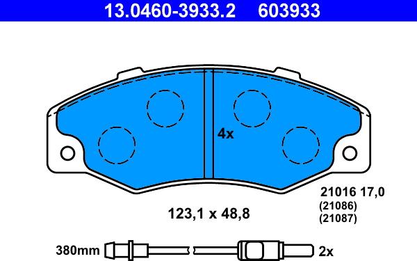 ATE 13.0460-3933.2 - Komplet Pločica, disk-kočnica www.molydon.hr